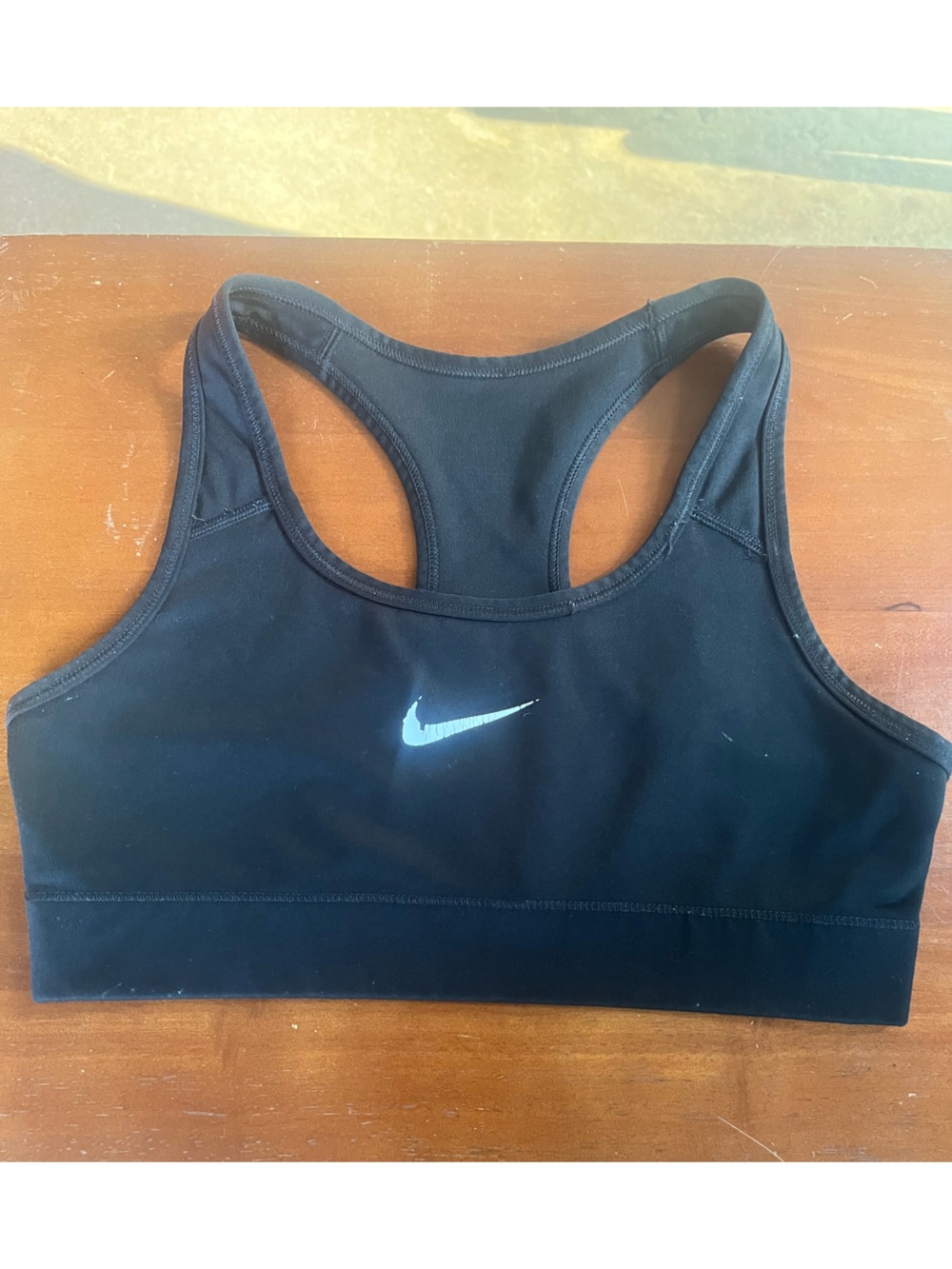 Nike Black Racerback Sports Bra with White Swoosh